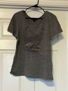 Gray Short Sleeve Eagle Graphic Tee